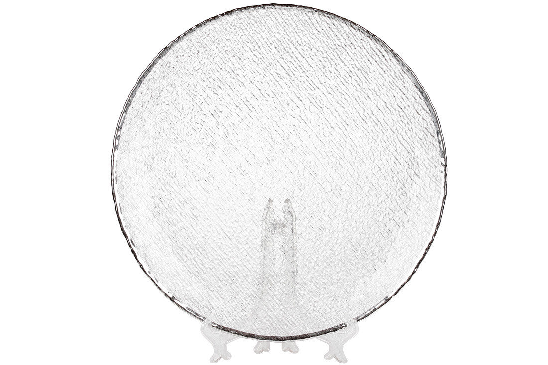 Сервірувальна тарілка Margaret, робоче прозоре скло зі срібною облямівкою 33 см.паковка 4 штуки (579-259)