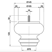 Мебельная ножка №001 Н120 D145mm.