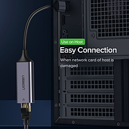 Зовнішній мережевий адаптер Ugreen USB to RJ45 Ethernet Gigabit Adapter Aluminum Case (сірий) CM209, фото 4