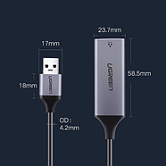 Зовнішній мережевий адаптер Ugreen USB to RJ45 Ethernet Gigabit Adapter Aluminum Case (сірий) CM209, фото 10
