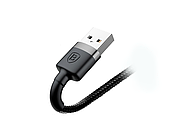 Кабель Lightning 2.4 А для швидкої зарядки Baseus посилений шнур Лайтнінг нейлоновий 1м (чорний), фото 4