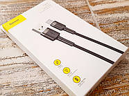 Кабель USB на Type-C 3А для швидкої зарядки Baseus Cafule посилений шнур нейлоновий 1м (чорний), фото 9