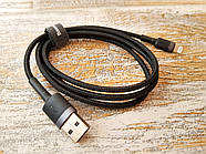 Кабель Lightning 2.4 А для швидкої зарядки Baseus посилений шнур Лайтнінг нейлоновий 1м (чорний), фото 6