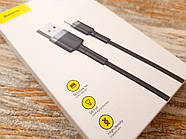 Кабель Lightning 2.4 А для швидкої зарядки Baseus посилений шнур Лайтнінг нейлоновий 1м (чорний), фото 7