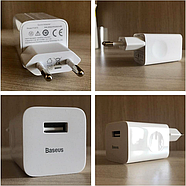 Зарядний пристрій для швидкої зарядки Baseus USB 3A QC3.0 24W адаптер блок живлення (білий), фото 8