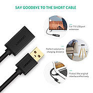 Кабель-подовжувач USB 3.0 тато-мама AM-AF 5Gb/s Ugreen 3м (чорний) US129, фото 5