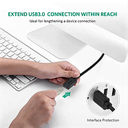 Кабель-подовжувач USB 3.0 тато-мама AM-AF 5Gb/s Ugreen 3м (чорний) US129, фото 6