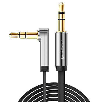 Аудіо кабель AUX UGREEN г-подібний 3.5 тато на 3.5 тато jack - jack аудіо шнур аукс 1.5 м (чорний)