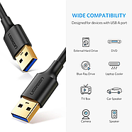 Кабель USB-A 3.0 Ugreen Male to Male AM/AM Cable 2м (чорний) US128, фото 3