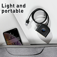 USB-Hub 4xUSB концентратор розгалужувач Baseus 4in1 USB Hub Square Round 1м (чорний), фото 3