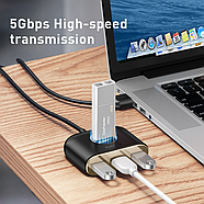 USB-Hub 4xUSB концентратор розгалужувач Baseus 4in1 USB Hub Square Round 1м (чорний), фото 5