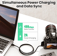 Кабель Mini USB 2A UGREEN шнур для зарядки камери відеореєстратора плеєра Міні ЮСБ (чорний), фото 3