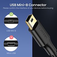 Кабель Mini USB 2A UGREEN шнур для зарядки камери відеореєстратора плеєра Міні ЮСБ (чорний), фото 5