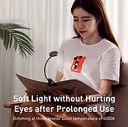 Портативна LED лампа-світильник на прищіпці для читання нічник Baseus Comfort Reading Mini Clip Lamp (чорний), фото 6