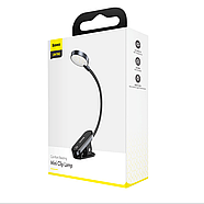Портативна LED лампа-світильник на прищіпці для читання нічник Baseus Comfort Reading Mini Clip Lamp (чорний), фото 11