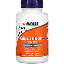 Глутатіон + молочний чортополох NOW Foods "Glutathione" 500 мг (60 капсул)