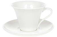 Чайная пара: чашка фарфоровая 260мл с блюдцем, цвет - белый, в упаковке 4шт. (988-278)