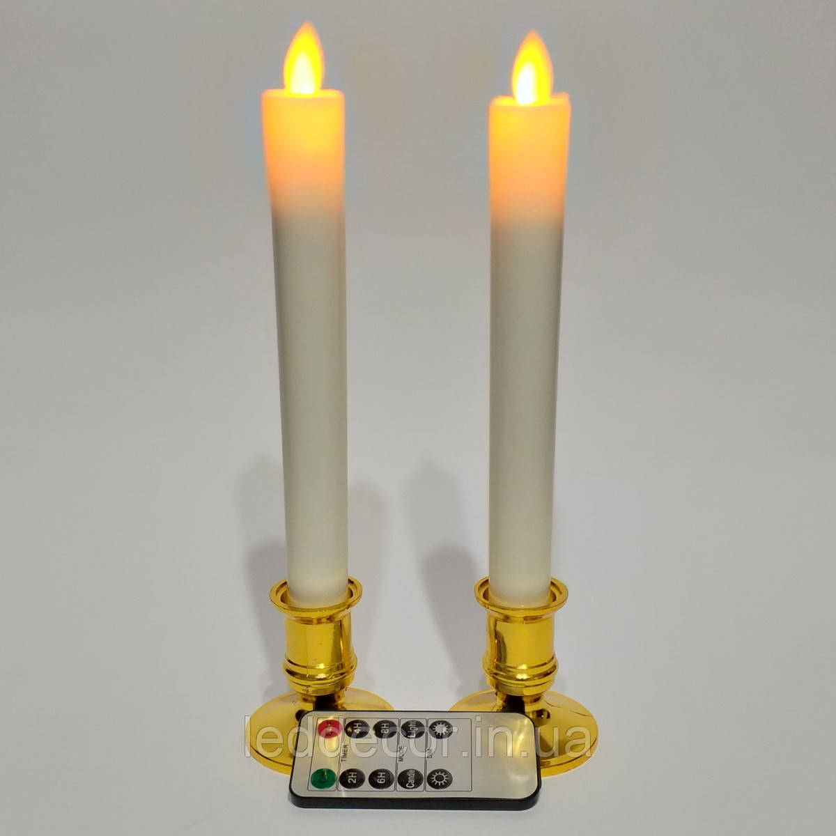 Світлодіодні свічки з імітацією полум'я тонкі Dancing Flame 210 з підсвічниками набір