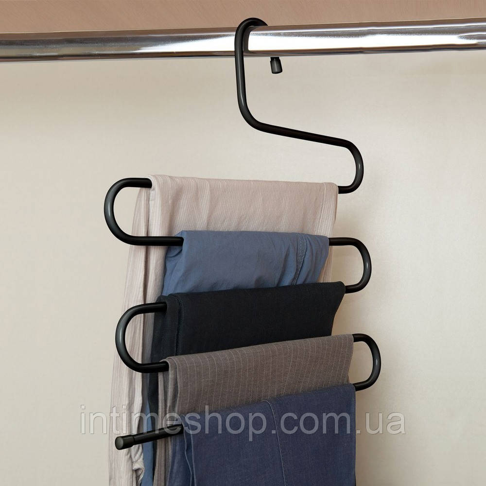 Железная многоуровневая вешалка для одежды, черная, вешалка для одежды, брюк | вішак для одягу металевий (TI) - фото 1 - id-p1329574233