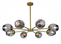 Люстра подвесная на восемь плафонов на золотом основании в стиле loft 7526039-8 GD+BK