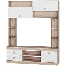 Стінка у вітальню цільна з ламінованої ДСП Соната Еверест Дуб Сонома + Білий