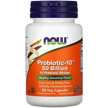 Пробіотики NOW Foods "Probiotic-10" 50 млрд КУО (50 капсул)