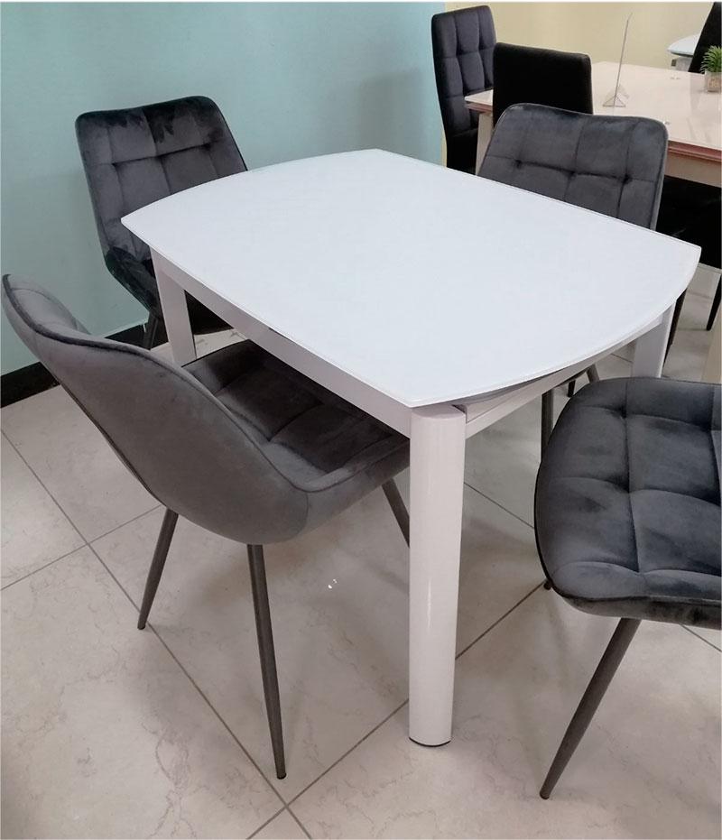 Купить Стеклянный раскладной стол Т-600-2 снежно-белый на металлическом ...