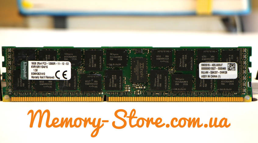 Оперативная память для сервера DDR3 16GB PC3L-12800R (1600MHz) DIMM ECC Reg, Kingston, фото 1