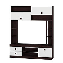 Стінка у вітальню цільна з ламінованої ДСП Соната Еверест Венге темний + Білий