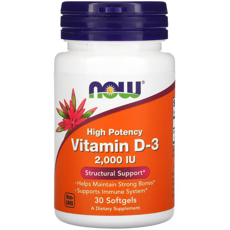 Вітамін D3 NOW Foods "Vitamin D3" високоактивний, 2000 МО (30 капсул), фото 1