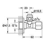 Кран приладовий Grohe 2201700M 1/2"х3/8" кутовий, фото 2