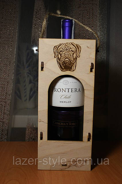 Подарункове паковання для вина з гравіюванням, фото 1