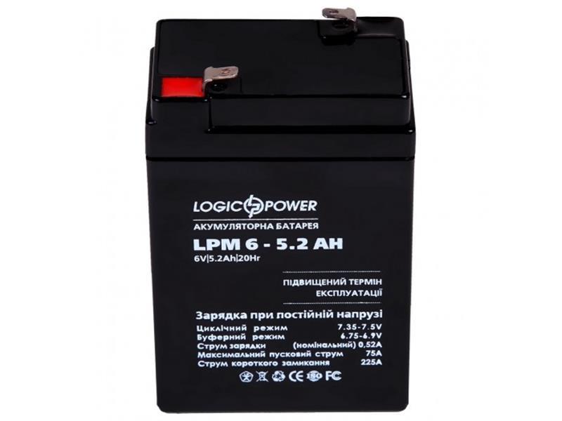 Акумуляторна батарея LogicPower LPM 6V 5.2 AH (LPM 6 - 5.2 AH) AGM