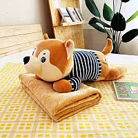 Іграшка подушка плед 3 в 1 Вовчик пісочний 50 см