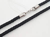 Ювелирный шнурок из текстиля с серебряным вставками. Артикул 301/Р
