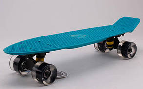 Скейтборд пластиковий Penny LED WHEELS FISH 22in зі світними колесами SK-405-11 (м'ятний-чер-чер), фото 2