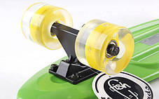 Скейтборд пластиковий Penny LED WHEELS FISH 22in зі світними колесами SK-405-8 (салат-чер-жовтий), фото 3