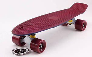 Скейтборд пластиковий Penny SOFT RUBBER TWIN FISH 22in двоколірна дека SK-410-5 (бордовий-т. синій), фото 2