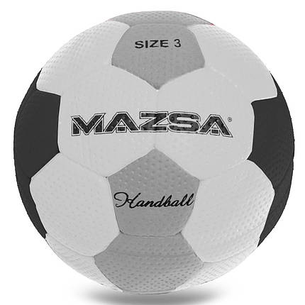 М'яч для гандболу Outdoor покриття спінена гума MAZSA JMC003-MAZ (PU, р-н 3, білий-сірий), фото 2