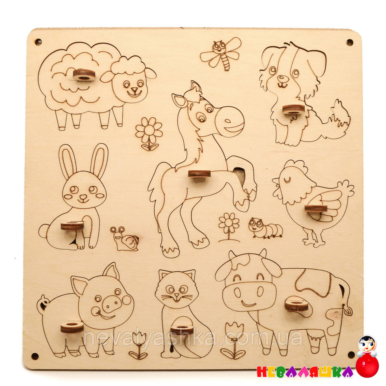 Заготовка для Бізіборду Рамка Вкладиш Домашні Тварини 8 шт Ферма Сортер Вкладиші 20 см, фото 1