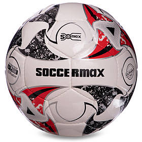 М'яч футбольний SOCCERMAX FIFA FB-0003 No5 PU білий-сірий-червоний