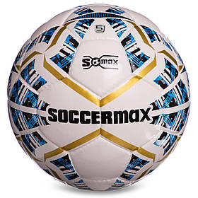 М'яч футбольний SOCCERMAX IMS FB-0004 No5 PU білий-синій-золотий