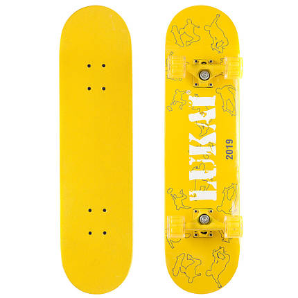 Скейтборд в зборі (роликова дошка) з світяться колесами LUKAI SK-1245-1 (колесо-PU, р-р деки см, жовтий), фото 2