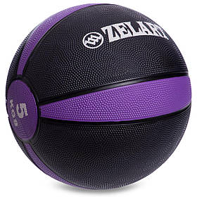 М'яч медбол Zelart медичної медичної допомоги Ball FI-5122-5 5кг чорний-фіолетовий