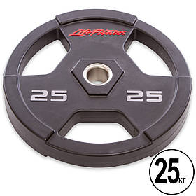 Млинці (диски) поліуретанові з хватом і металевою втулкою d-51мм Life Fitness SC-80154-25 25кг (чорний)