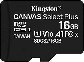 Карта пам`яті 16Gb Micro-SDHC(UHS-1) Kingston Canvas Select Plus R-100MB/s class10 №8635