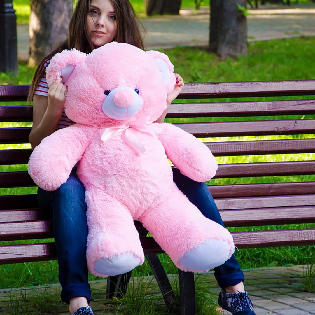 Плюшеві ведмеді: Плюшеве ведмежа Томмі 1 метр (100 см), Рожевий