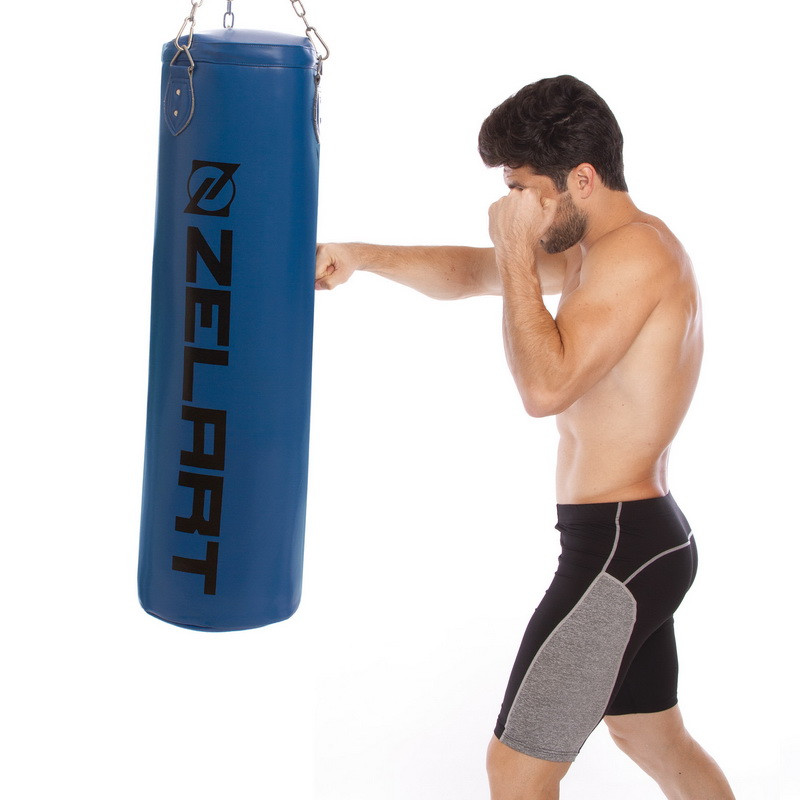 Мешок боксерский Цилиндр с цепью ZELART BO-1991 высота 95см синий - фото 6 - id-p1329670655