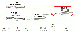 Глушник (вихлопна система) MAZDA 323 1.3 i 16V (1324 см3) (94-98рр) (седан) (Мазда) BA