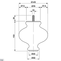 Мебельная Ножка №002 Н150 D145mm.